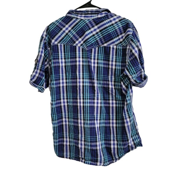 Rolling Paper Western Pearl Snap Shirt Mens Size Large Plaid Short Sleeve - Picture 2 of 5